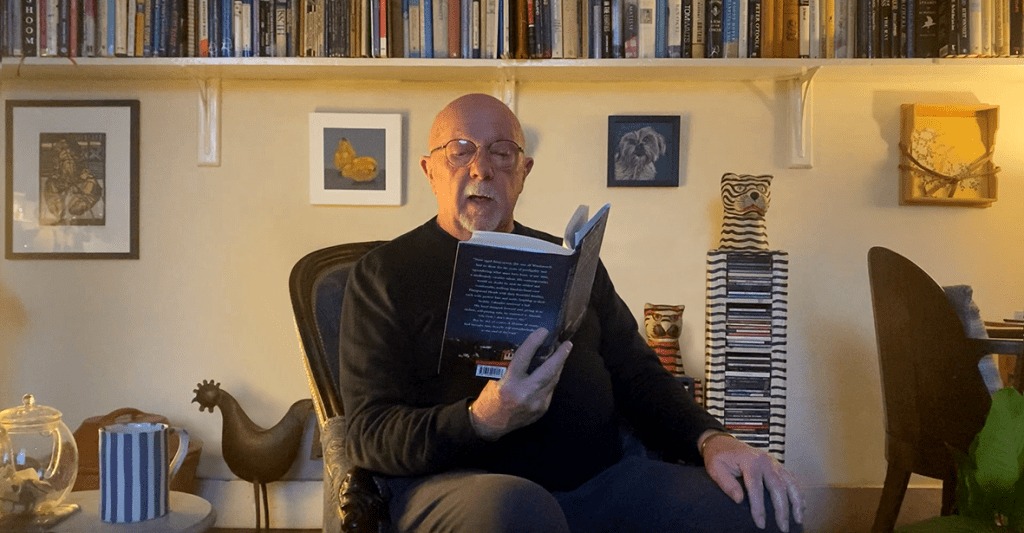 Bill Philpot reading passages from his novel "The Blessed Decline of Wordsworth Miller"